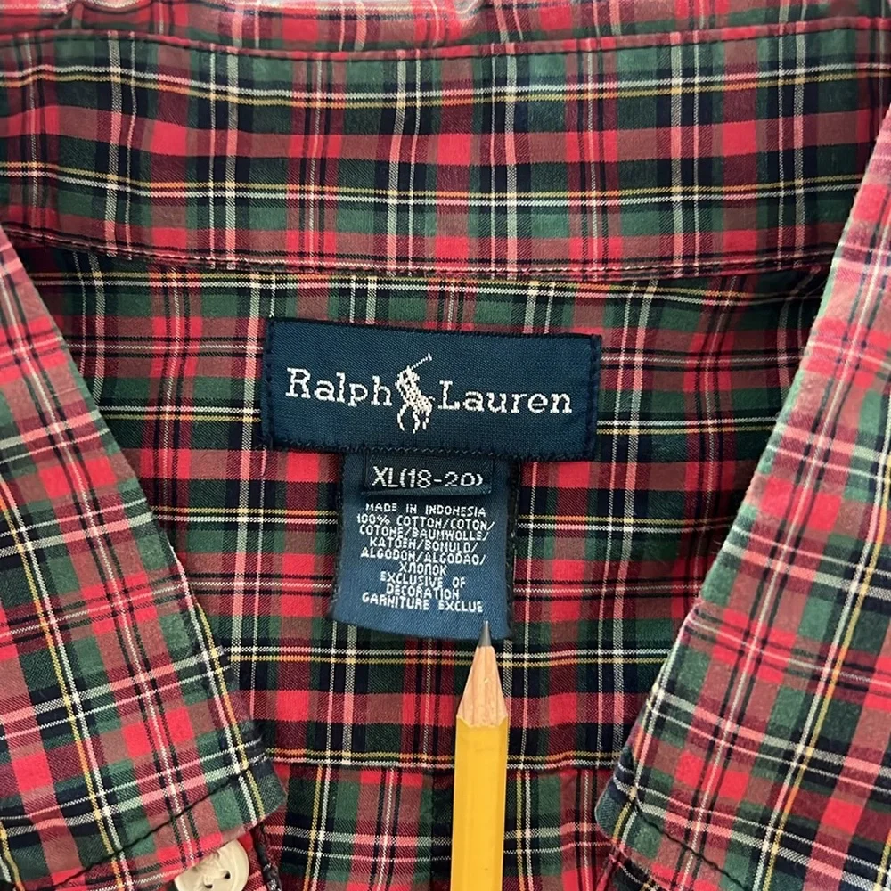Ralph Lauren Boys Red Plaid Button-Down Shirt
